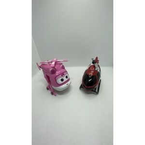 Super Wings 2.5" Transforming Helicopter‎ Pink And a Red&white Lights Work To.